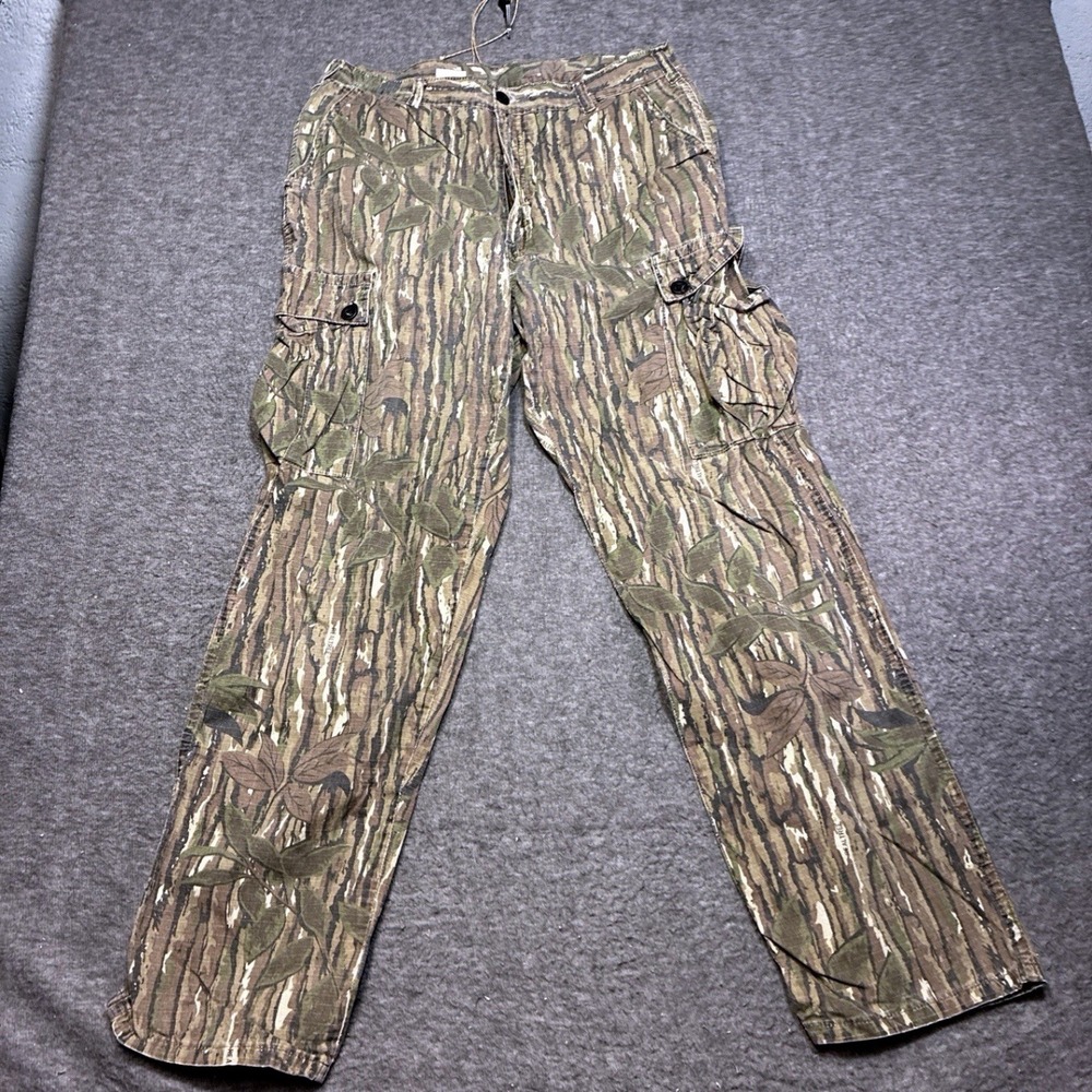 Vintage Realtree Cargo Hunting Pants Mens 36 Green Camo Made in USA Hunting 80s
